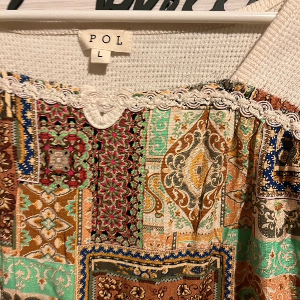 🌸POL L Bohemian Patchwork Long Sleeve Top P004 - Picture 7 of 11